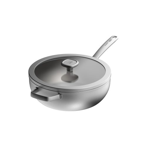 WOK STAINLESS STEEL 28CM WITH GLASS LID
