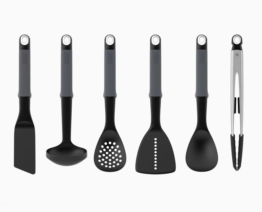 Elevate 6-PieceGrey Utensils Carousel SetWith Tong - Image 2
