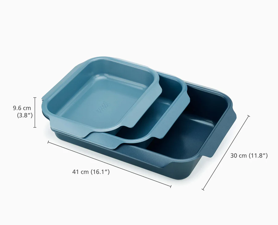 Nest Bake Non-Stick 3-Piece Blue Baking Tray Set