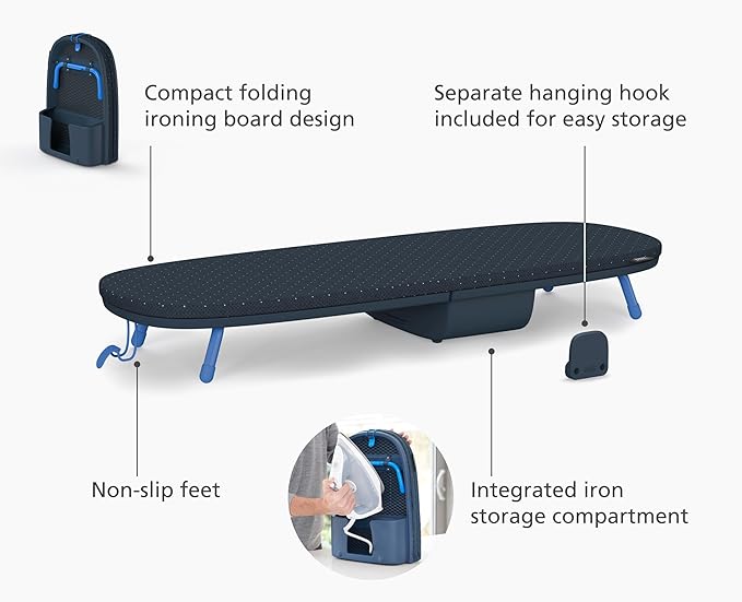Pocket 90Cm Plus Folding Blue Ironing Board - Image 2