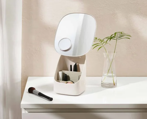 Viva Pedestal Mirror With Cosmetic Organiser